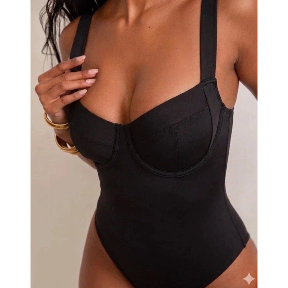 NWT TA3 Hi Cut Lifty Black Corset Contour Swimsuit Women's XL Reg/Long BC Cup - Picture 3 of 9